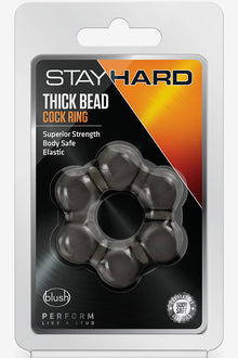 Stay Hard Thick Bead Cock Ring Black