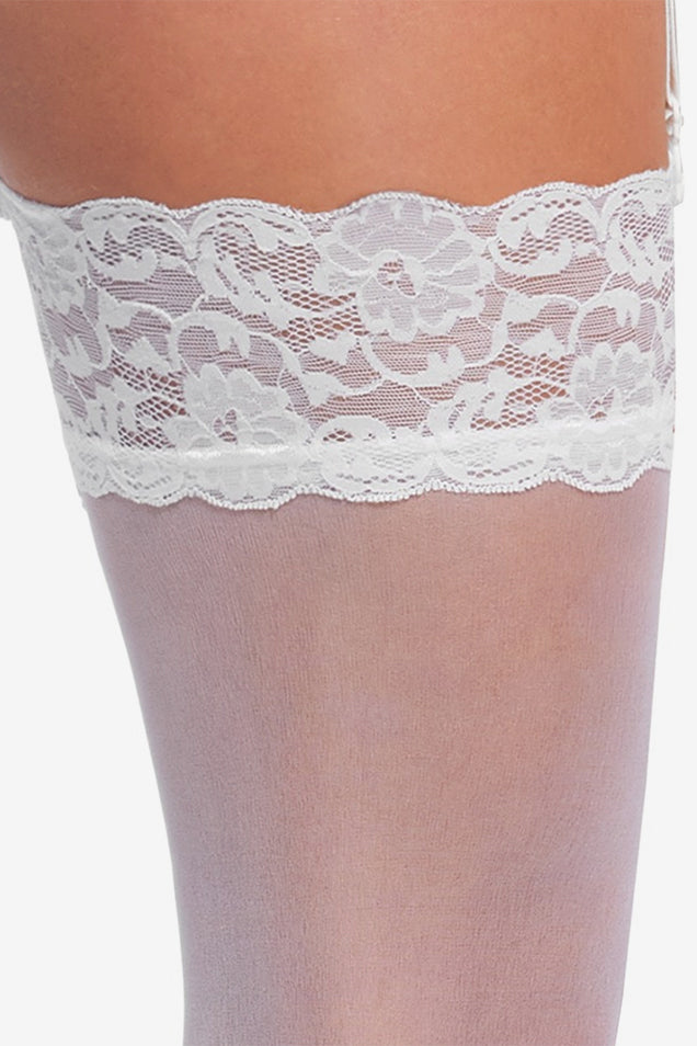 Cottelli Legwear - Stockings With Lace - White