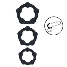 Levelz - Beaded Silicone Cockring Set Of 3 - Black - S/M/L