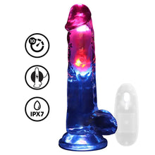 RealCock - LED Vibrating Straight Cock With Balls - Transparent - 20cm