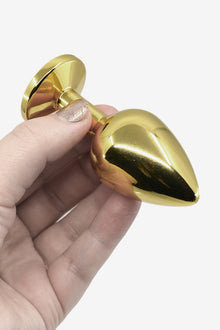 Cave Master - Golden Steel Buttplug with Crystal