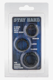 Stay Hard Rings 3 Piece Set Black