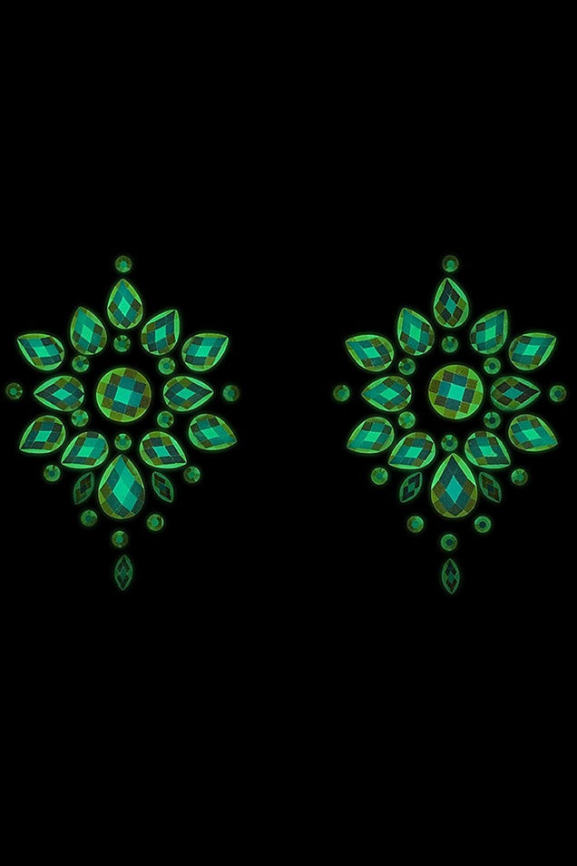 Ouch! - Glow In The Dark Body Jewelry Nipple Stickers - Diamond - OS