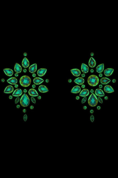Ouch! - Glow In The Dark Body Jewelry Nipple Stickers - Diamond - OS